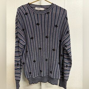 Mondo di Marco Italy Knit Sweater Size L 52 Blue Purple Textured